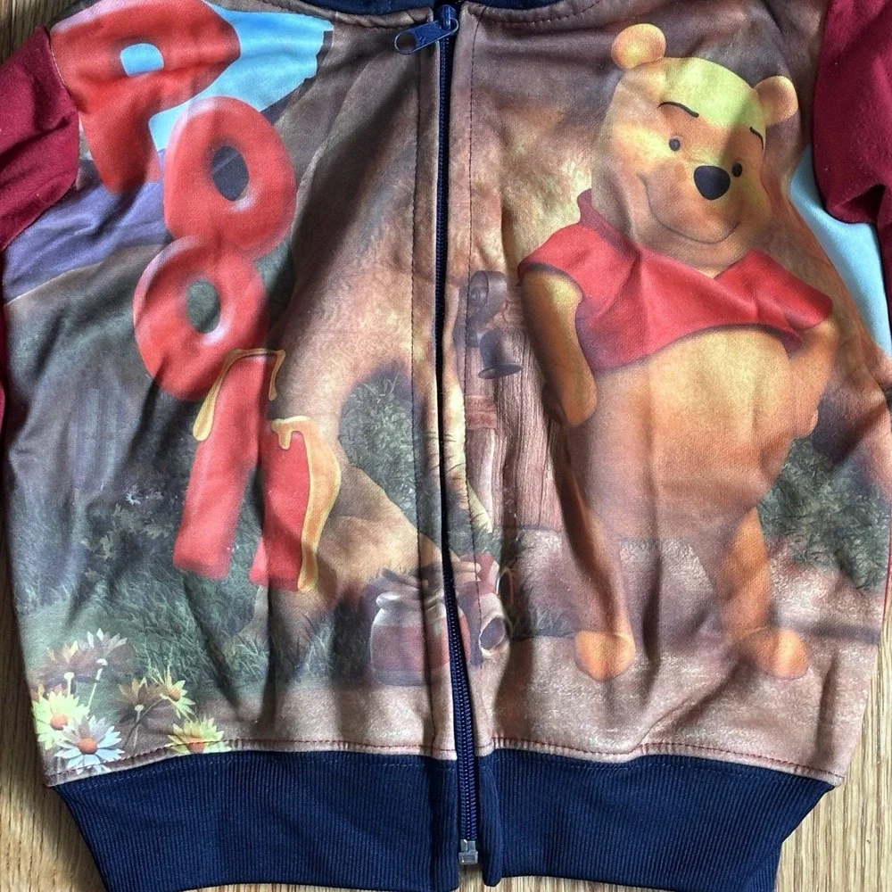 VTG Y2K Winnie The Pooh Full Zip Fleece Jacket Size 2T‎ Embroidered Blue